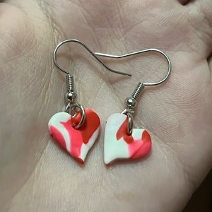 Clay heart earrings